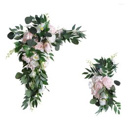 Decorative Flowers 2Pcs Artificial Flower Rose Welcome Wedding Guest Card Decoration Arch Background Wall