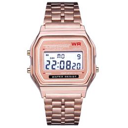 Wristwatches Rose Gold Silver Watches Men Women Electronic Digital Display Retro Style Clock Men's Relogio Masculin Reloj Hombre Homme