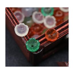 Stone About 9Mm Carved Flower Agate Loose Beads Naked Stones Diy Hairpin Jewellery Acc Drop Delivery Dhlbk