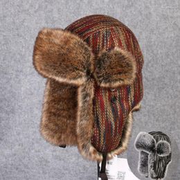 Berets Warm Winter Cap Men's Hats Large Size Head Circumference 62cm Ear Protection Cold Cotton Ladies Ski Hat