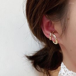 Backs Earrings Gold Silver Colour Ear Cuff Double Hollow Circle Women Minimalist Earcuff Clip On Fake Piercing