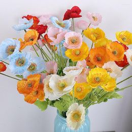 Decorative Flowers 4 Heads Artificial Bouquet Simulation Poppies Fake Silk Flower For Home Wedding Party Bedroom Office Decoration Bottle