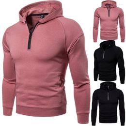 Men's Hoodies Trend Hooded Solid Colour Pullover Sports Running Youth Sweater