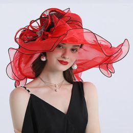 Wide Brim Hats Fashion Woman Lady Spring Summer Hat Butterfly Feather Big Detachable For Flower Beach Sun