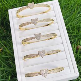 Bangle Pcs Heart Shape Charms Full Zirconia Metal Jewelry Fashion Women 51466