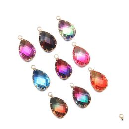 Charms Colorf Crystal Glass Waterdrop Shape Pendant Finding For Diy Necklaces Jewelry Making Women Fashion 13X22Mm 18X30Mm Drop Deli Dhazc