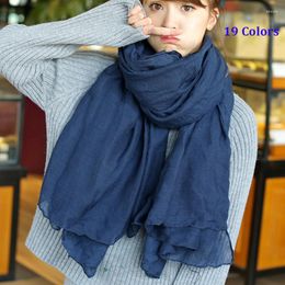 Scarves Navy Blue 19 Colours Lady Hijabs Musilim Large Size Long Fashion Linen Cottone Soft Women Scarfs Wraps Girls Bandana Head