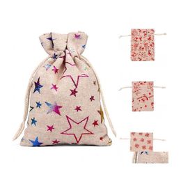 Christmas Decorations Cloth Bag Ball Bird Elk Snowflake Stars Santa Sacks Candy Gift Colorf Home Ornaments Pouch 0 8Rh2 G2 Drop Deli Dhkce