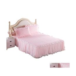 Bedding Sets Creative 1 Piece Lace Bed Skirt Add2 Pieces Pillowcases Princess Bedspreads Sheet For Er King/Queen Size Drop Delivery Ot6Ho