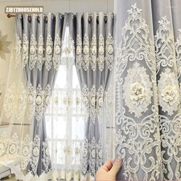 Curtain European And American Style High-grade Embossed Design Double Blackout Curtains For Living Room Bedroom Villa Window Decor