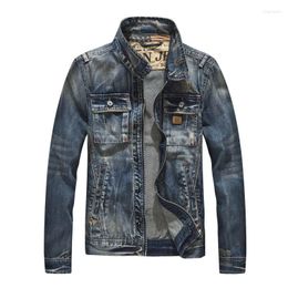 Men's Jackets Men Vintage Biker Denim With Zipper Punk Trucker Outwear Tops For Male Clothing