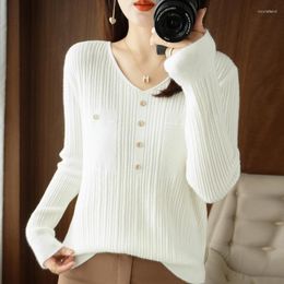 Women's Sweaters V-Neck Knitwear Women's Fashion Casual Sweater Loose Long Sleeve Small Fragrance Base Autumn Winter Jacket