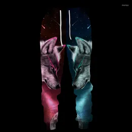 Мужские брюки 3D волчья графическая печать повседневная мужская спортивная одежда бегает длинные мужские спортивные штаны мужской хип -хоп 2023