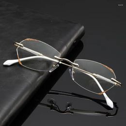 Sunglasses Frameless Anti Blue Ray Reading Glasses Diamond Cut Edge High Quality Presbyopic Eyeglasses Optical Hyperopia Eyewear Diopter