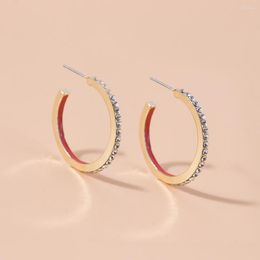 Hoop Earrings European And American Selling Colour Enamel Inlaid Rhinestone C-Shaped Niche Wild Ear Hoops Woman