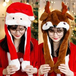 Christmas Decorations Santa Hat Adult Children Beanie Plush Removable Ear Claus Moose Gift For Girlfriend