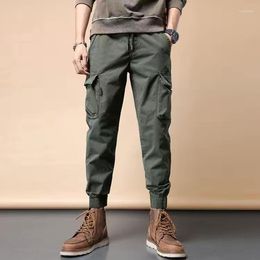 Calça masculina cargo masculino masculino casual multi -bolsos militares grandes homens táticos fora do exército de calças retas do exército