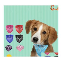 Dog Collars Leashes Pet Cat Bandana Scarf Collar Flower Printed Adjustable Doggy Neckerchief Triangle Scarves 3 3Kl E1 Drop Delive Othpk