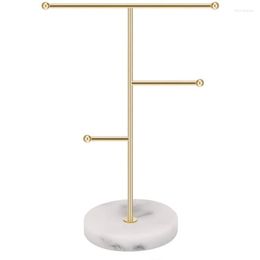 Hooks 2023 Jewelry Stand With Marble Base T-Bar Metal Necklace Earrings Display Holder Rack