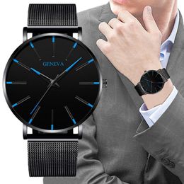 Wristwatches Minimalist Men's Fashion Ultra Thin Watches Simple Men Business Stainless Steel Mesh Belt Quartz ClockWristwatches