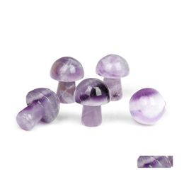 Stone 20Mm Amethyst Mini Mushroom Statue Natural Carving Home Decoration Crystal Polishing Gem Drop Delivery Jewellery Dhgxb