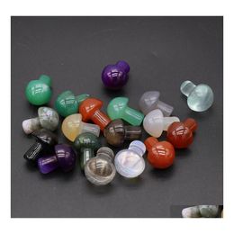 Stone Fashion Semiprecious Glass Crystal Ornament Mushroom Charm Loose Beads For Plant Decoration Drop Delivery Jewellery Dhwco