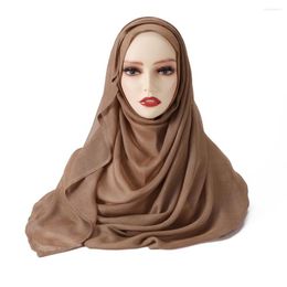 Scarves Viscose Covered Edge Scarf Muslim Women's Headscarves High Quality Solid Big Size Jersey Soft Headband Hijabs Tippet