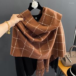 Scarves Ladies Fashion Design Classical Plaid Warm Long Thick Winter Scarf Imitation Cashmere Pashmina Air Conditioner Shawl