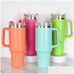 Tumblers 40Oz Reusable Mug Tumbler With Handle And Big Capacity St Stainless Steel Insated Travel Mugs Keep Drinks Cold Drop Deliver Dhvyi