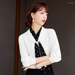 Women's Blouses 2023 Spring Autumn Long-sleeved Fashionable Suit Collar Chiffon Top With Shirts Women's Clothing Office Lady Tie Blouse