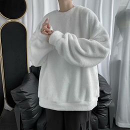 Men's Hoodies White Sweater Men Students Loose Fluffy Soft Couple Paragraph Knitted