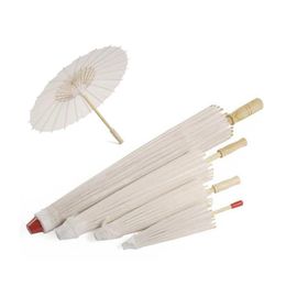 Umbrellas Classical White Bamboo Papers Umbrella Craft Oiled Paper Diy Creative Blank Painting Bride Wedding Parasol Stage Decoratio Ot1Op