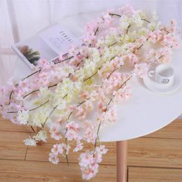 Decorative Flowers 1pc 1.8m Artificial Cherry Blossom Flower Rattan Fake Wall Wedding Home Party Arch Hanging Decoration Garland Plant