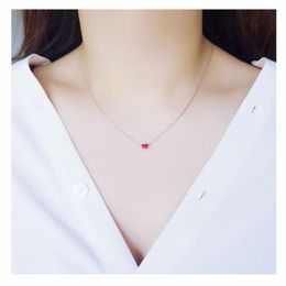 Pendant Necklaces Charm Silver Plated Necklace Bijou Red Heart Wedding Jewellery For Women Party Accessory Wholesale Free Shippin