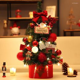 Christmas Decorations Desktop Tree Luminous Ornaments Decoration Light Pine Mini Year Gift