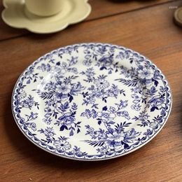 Plates Blue And White Ceramic Dessert Plate European Modern Cake Pastry Dishes Home Afternoon Tea Tableware Pasta Dinner