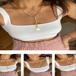 Chains Metal Square Silk Chain Necklace Bohemian Style Ladies Fashion Five-pointed Star Pendant JewelryChains