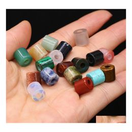 Charms 4Mm Big Hole Cylinder Column Stone Chakra Healing Reiki Pendant Turquoise Rose Quartz Crystal Finding Diy Necklaces Women Jew Dhoye