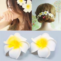 Headpieces 3Pcs/Lot Hawaiian Foam Flower White Plumeria Bridal Wedding Party Size 8 8cm For Women Casual Beach Dress Up Headwear