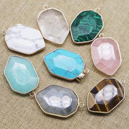 Pendant Necklaces Natural Polygon Stone Pendants Water Drop Shape Charms Amethyst Turquoises Malachites DIY Making Jewelry Necklace Gift