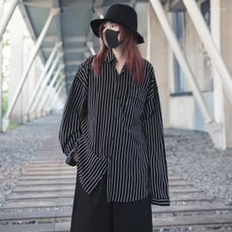 Women's Blouses Vintage Black White Striped Loose Long Sleeved Shirts Spring Autumn Shirt Dark Blouse Women Clothing Ladies Tops JP797