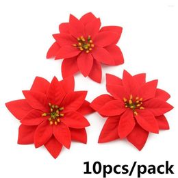Decorative Flowers Handcraft Artificial Decor Wedding Favors Party Supplies Glitter Ornament Xmas Gift Poinsettia Christmas Tree