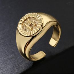 Cluster Rings Vagzeb Hollow Initial Letter For Women Punk Vintage Gold Colour Adjustable Couple Female Ring Halloween Christmas Jewellery