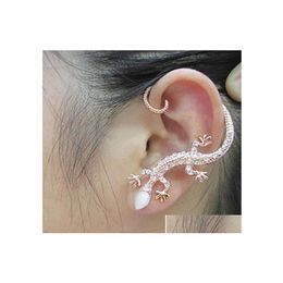 Clip-On Screw Back Clip On Earrings Fashion Crystal Rhinestone Ear Cuff Luxury Gecko Stud Drop Delivery Jewellery Dhzhr
