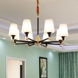 Chandeliers Dining Room Pendant Glass Shade Chandelier Copper Candelabro Bedroom Lamp Living E27 Led Lustre Home Lighting