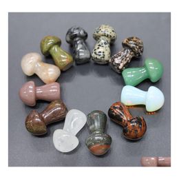Stone 1.5Inch Natural Crystal Statue Carving Mushroom Ornamen Figurines Reiki Healing Collection Jewellery Quartz Home Decor Drop Deliv Dhhys