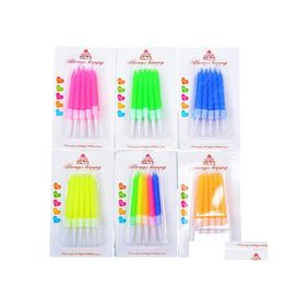 Candles Solid Colour Simple Style Crystal Threaded Birthday Party Candle Adt Children Kids Baby Shower Cake Decor Gift 10Pcs/Set Drop Otjri