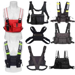 Tactical Vest Chest Rig Bag Adjustable Radio Chest Harness Holster Walkie Talkie Pouch Sports Outdoor Reflective Strip Oxford Clot348y