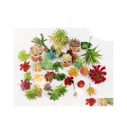 Decorative Flowers Wreaths Artificial Plants With Vase Bonsai Tropical Cactus Fake Succent Plant Potted Office Home Flower Pot Sn0 Dhas9