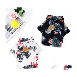 Dog Apparel Shirts Cotton Summer Beach Clothes Vest Short Sleeve Pet Floral T Shirt Hawaiian Tops For Dogs Chihuahua Drop Delivery H Dh2Yx